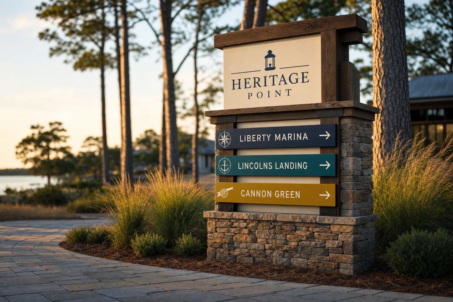 Savannah Lakes Village entrance landscape