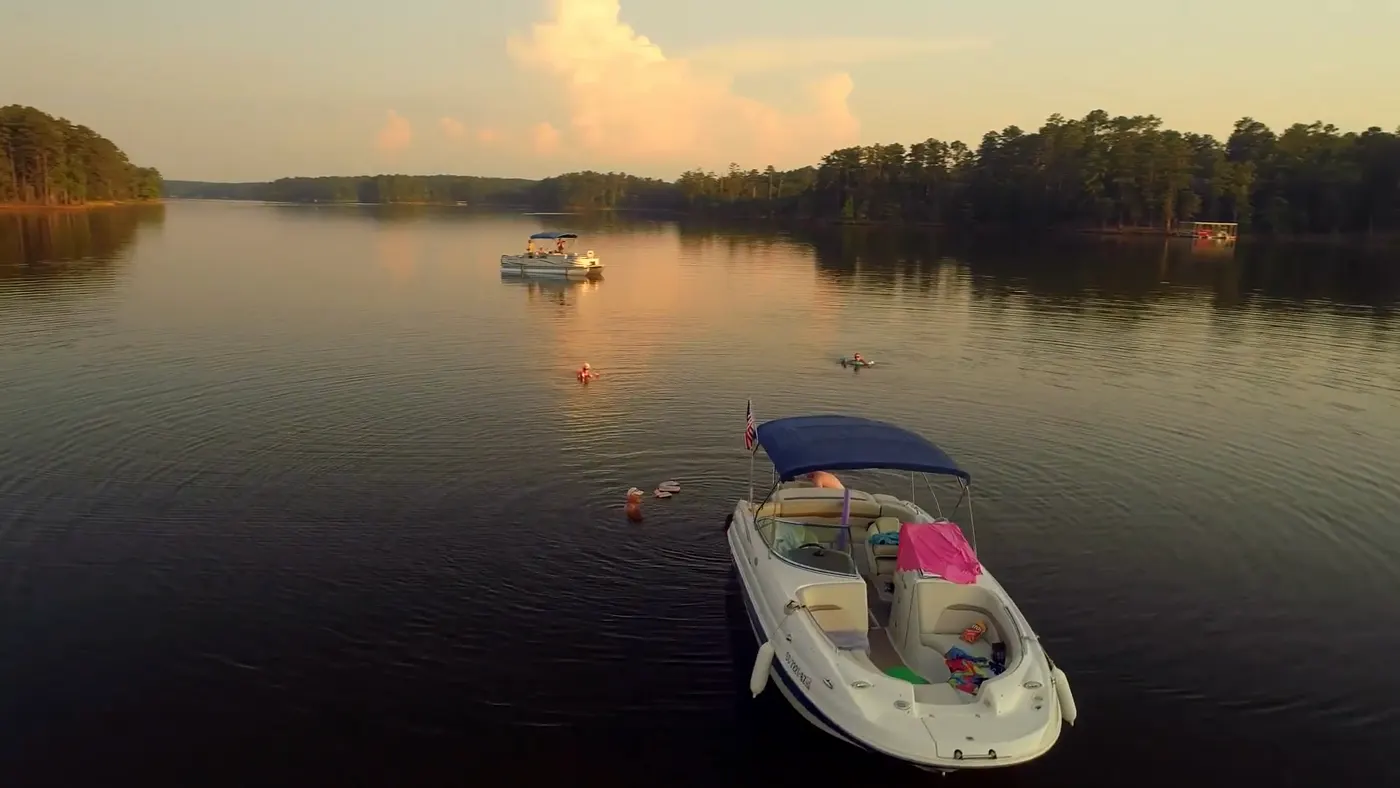 Boating on Lake Thurmond at sunset, from the lifestyle film