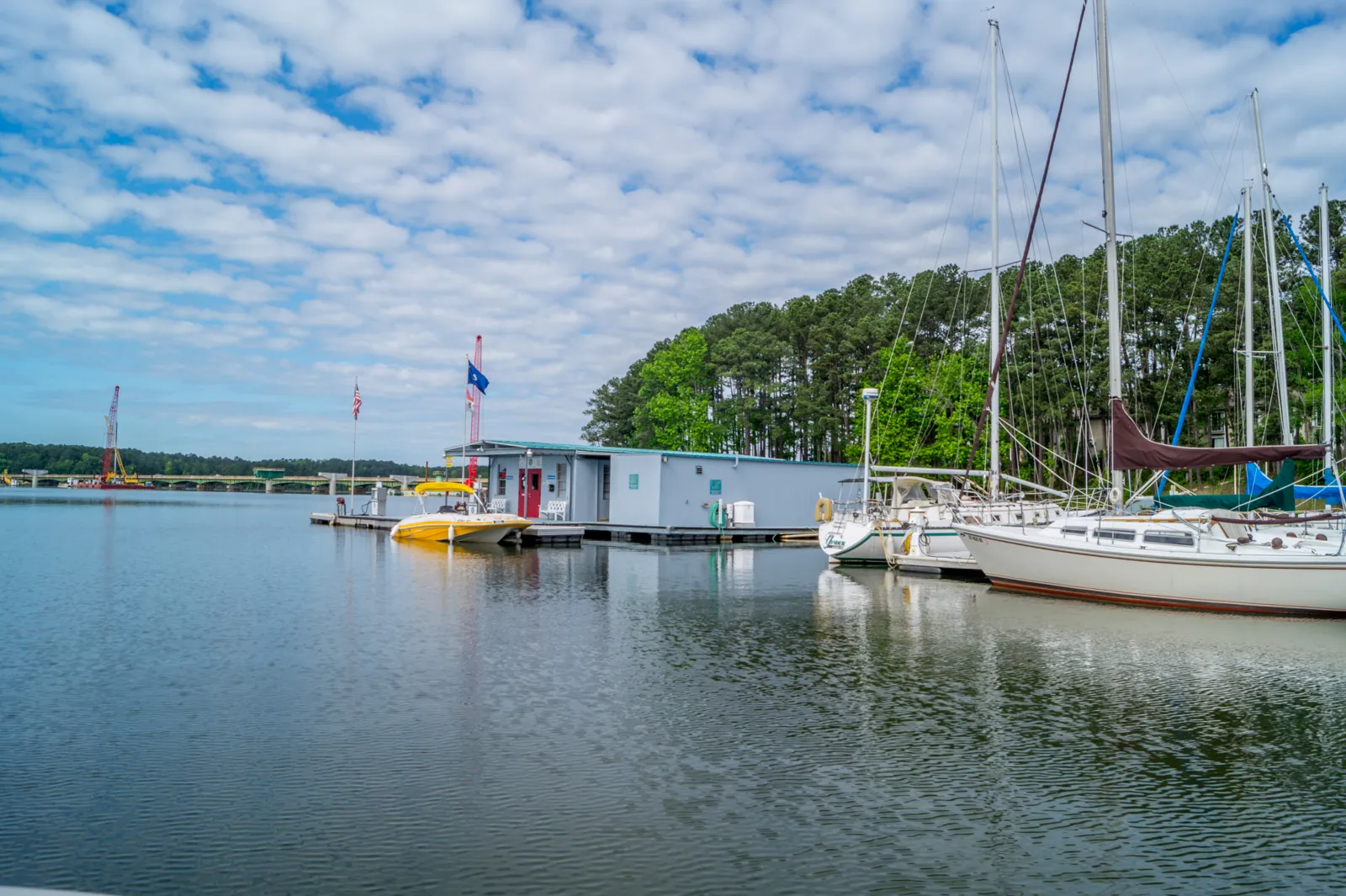 Sailboats docked at Savannah Lakes Marina
