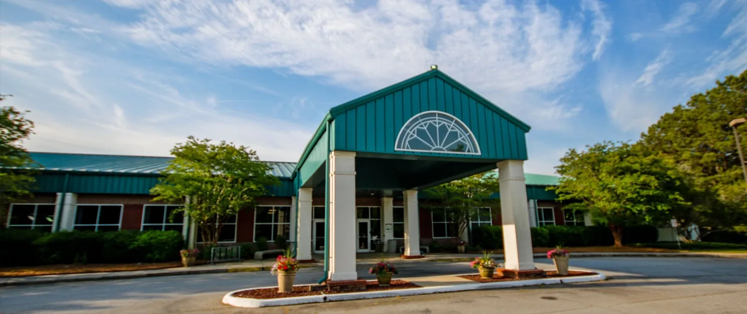 Actual photograph of the recreation center entrance canopy