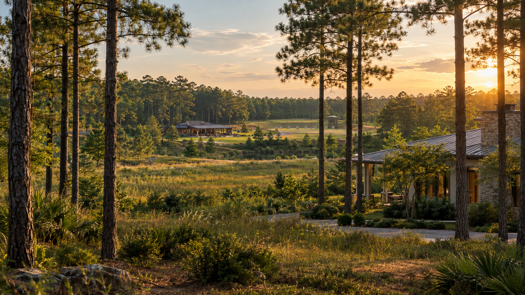 Concept rendering of spacious woodland homesites and a sporting venue