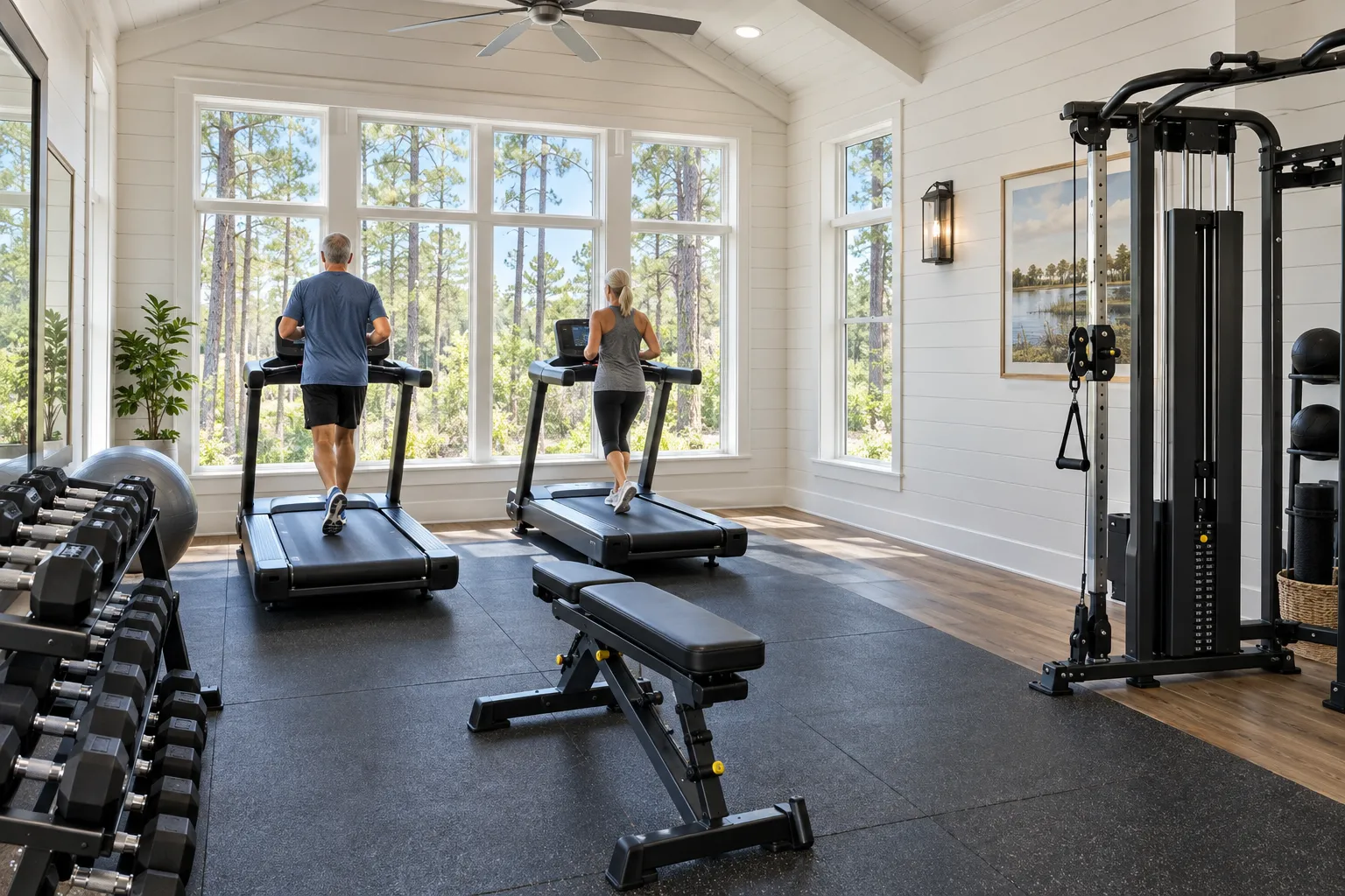 Clubhouse fitness-room concept.