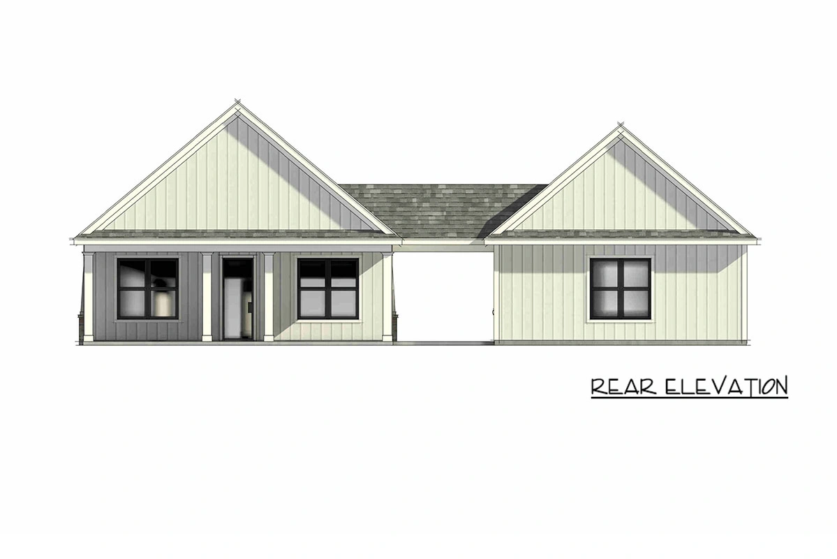 The Bordeaux: rear elevation drawing