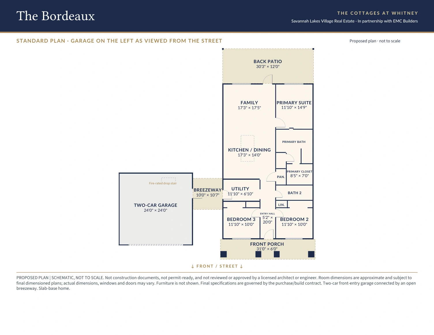 The Bordeaux Main level, standard layout