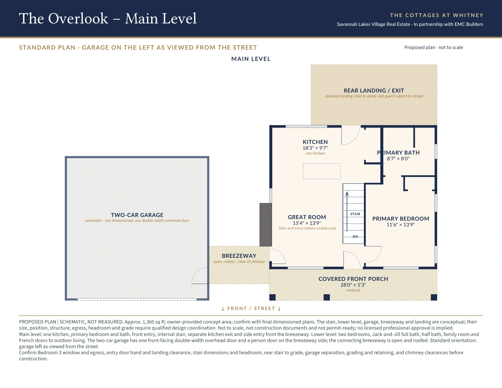 The Overlook Main level concept, standard layout