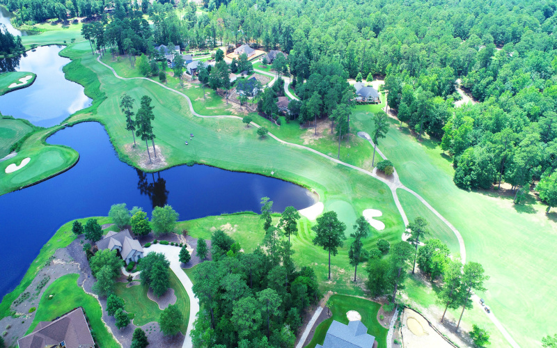 Golf course arial view with houses